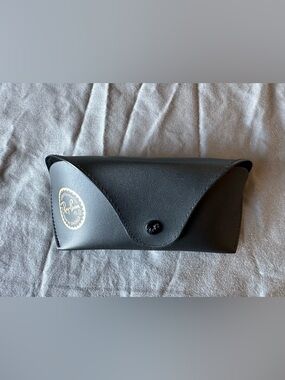 Ray-Ban Black Leather Sunglasses Case with Logo Snap